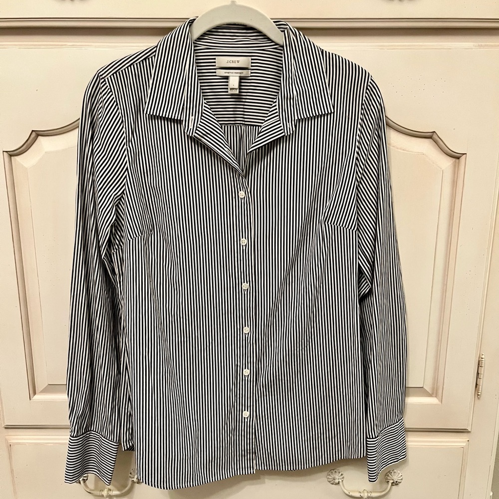J. Crew Black and White Pinstripe Shirt